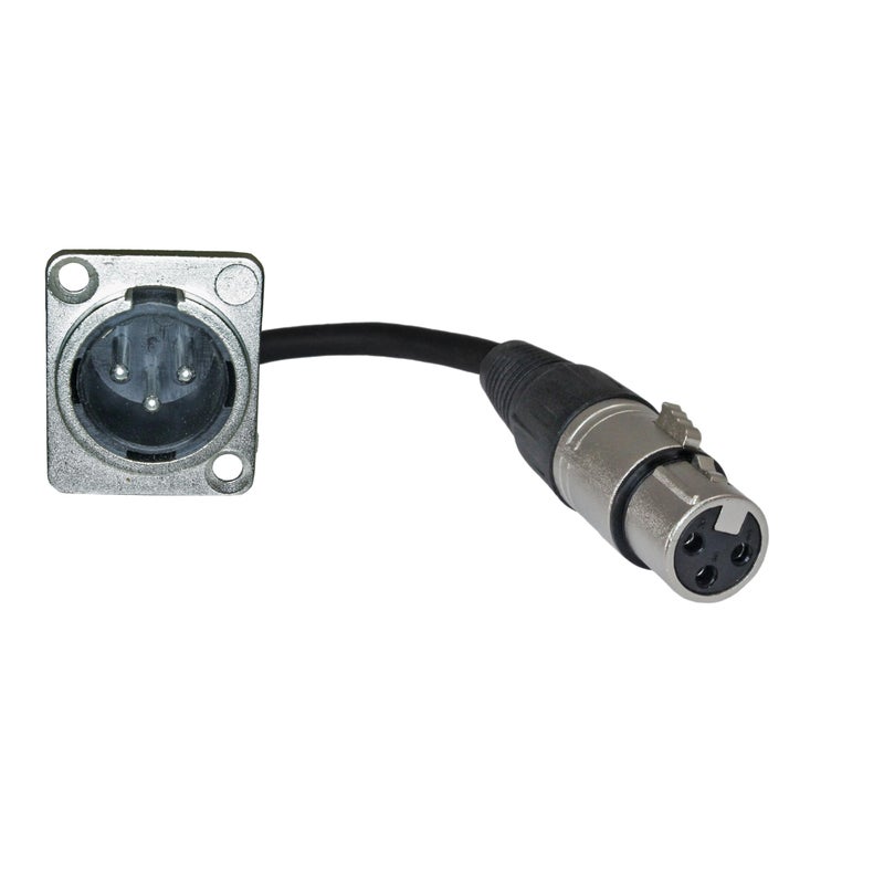 MCSPROAUDIO 2ft Pigtail: XLR Male Panel Mount to XLR Female Plug (Black) No Solder Install for Pro Audio Stage Floor Box and Patch Bay Installation Pass Through